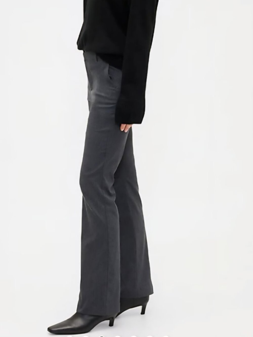 Theory Flare Leg Trousers Birds eye print Black Charcoal Size 6 wool blend
